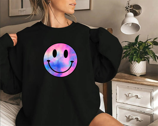 Funny Happy Face Shirts Tie Dye Smile Face Meme Trendy T-Shirt, Smile Face Hoodie, Smile Face Sweatshirt For Friendsâ€™ Birthday Gift