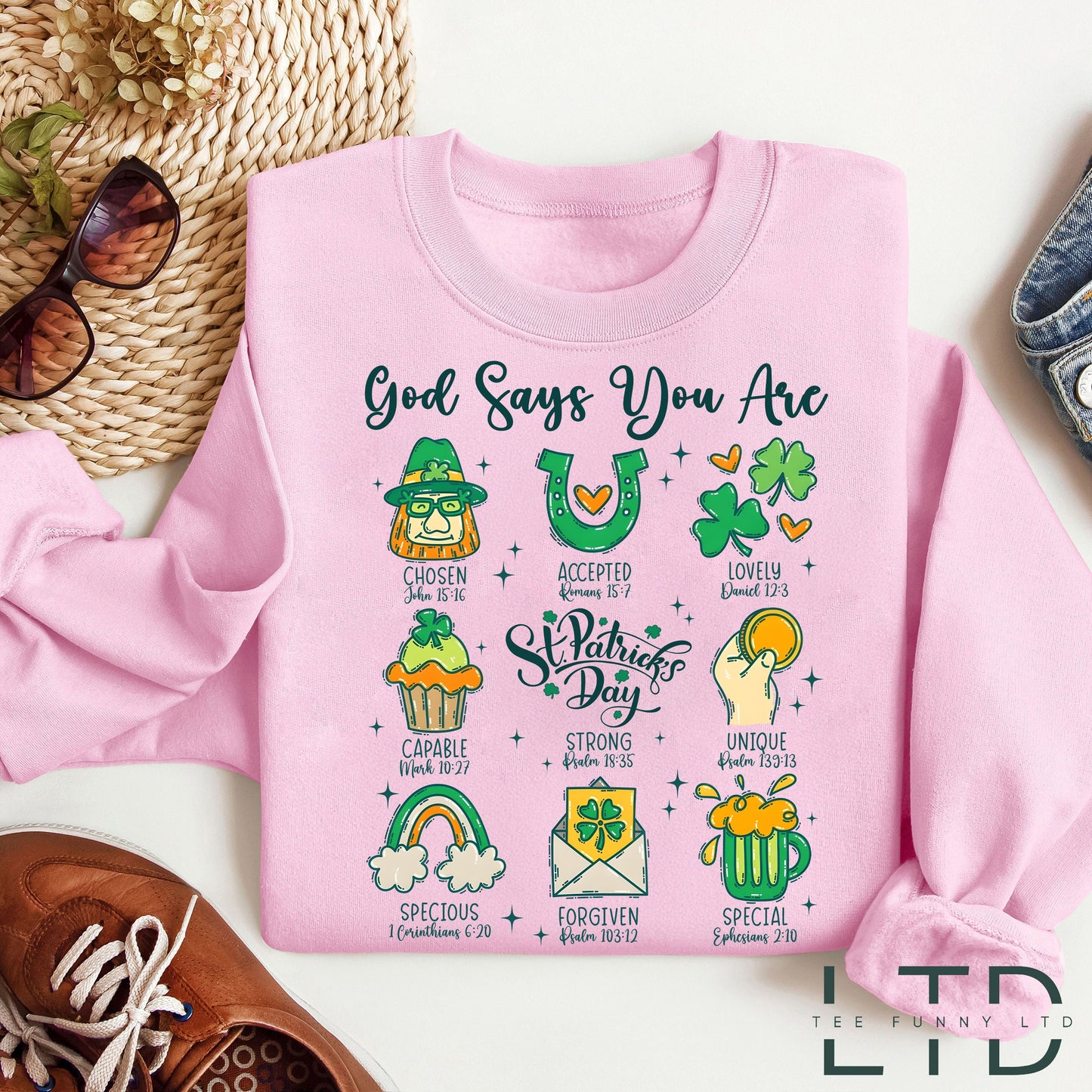 Deir Dia Is Tú Léine Lá Fhéile Pádraig,Léine Lá Fhéile Pádraig Críostúil, Véarsa Bhíobla Léine Lá Fhéile Pádraig, Faiche Phádraig,Íosa St Patricks