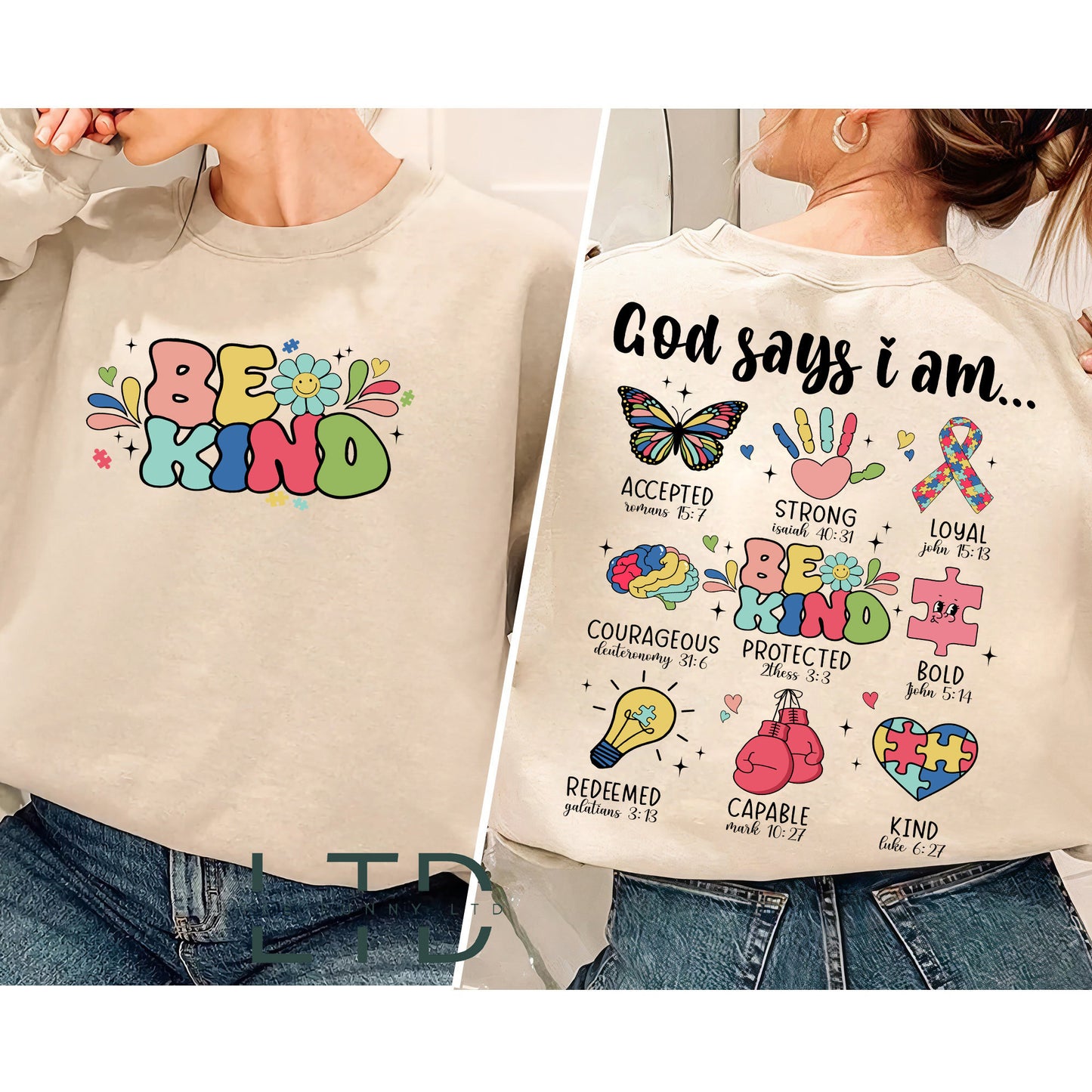 Deir Dia Is Geansaí Uathachais Mé, Léine Ais-Uathachais, Tee Doodles Uathachais, Tee Uathachais Íosa, Léine Bí Cineálta, Léine Críostaí, Spreagadh Uathachas