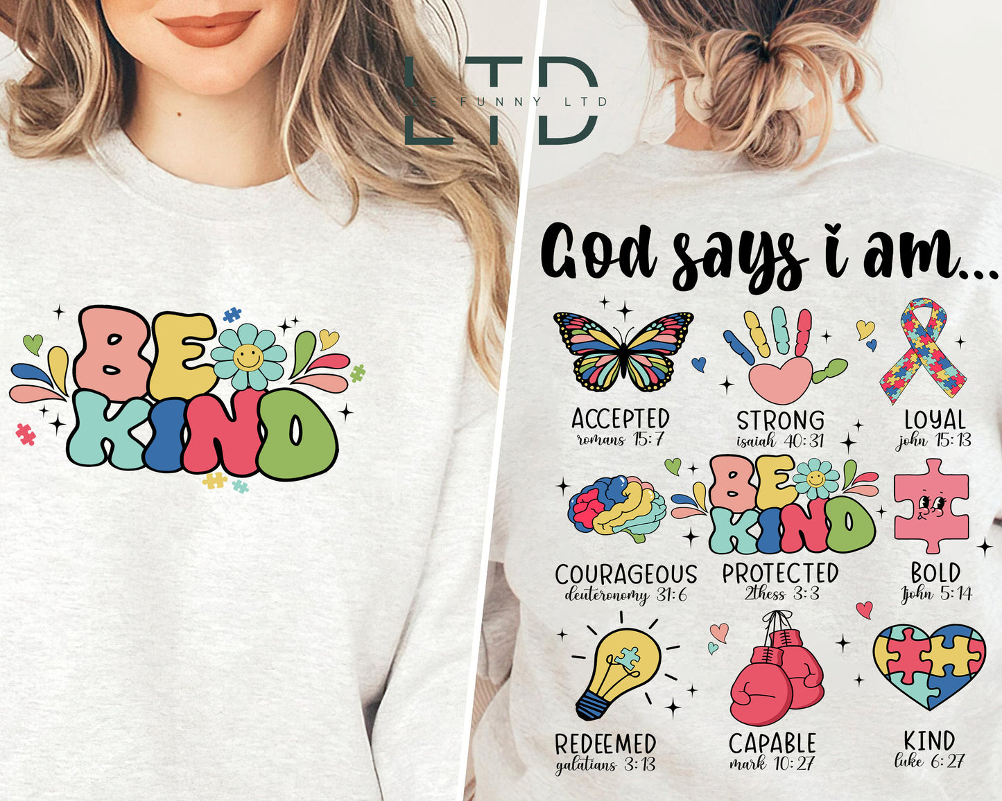 Deir Dia Is Geansaí Uathachais Mé, Léine Ais-Uathachais, Tee Doodles Uathachais, Tee Uathachais Íosa, Léine Bí Cineálta, Léine Críostaí, Spreagadh Uathachas