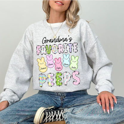 Grandma Easter Shirt, Personalized Easter Grandkids Shirt, Grandma's Peeps Sweatshirt, Nana Bunny Shirt, Grammy Easter Peeps Tee