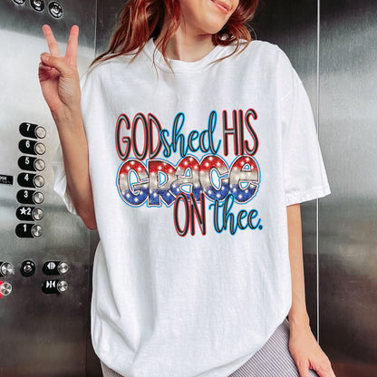 God Shed His Grace On Thee American Shirt, 4th Of July America T-shirt, 4th Of July Jesus Shirt, American Christian Tee, 4th Of July Bible Shirt