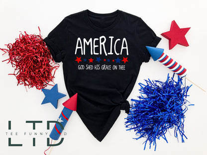 God Shed His Grace On Thee American, 4th of July America Shirt, 4th of July Jesus Shirt, American Christian Shirt, 4th of July Bible Shirt