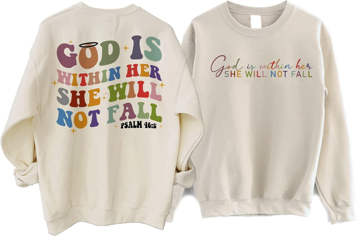 God is Within Her She Will Not Fall Sweatshirt, Bible Verse Shirt, Christian Sweatshirt for Women,Faith Sweatshirt, Psalm 465, Faith Tshirt