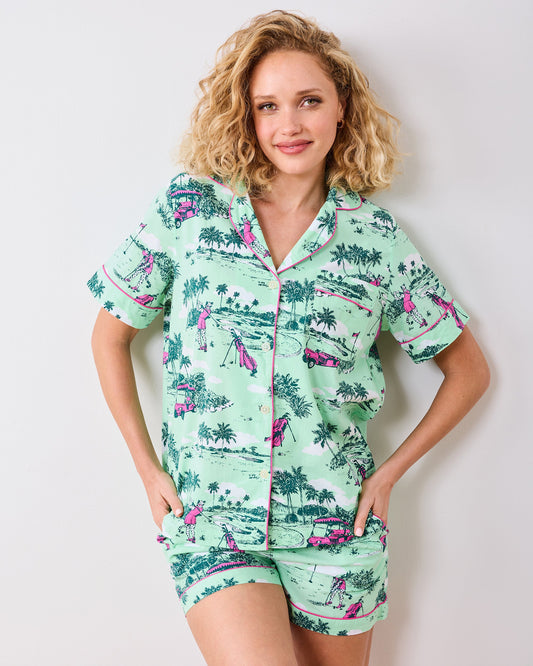 Golf Toile - Short Pajamas Set - Putting Green