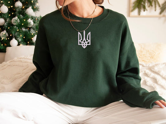 Green Zelensky Sweatshirt Tryzub Army Ukrainian Zelenskyy Mens Unisex Trident sweatshirt, Ukrainian Tryzub President Zelenskyy Mens Trident
