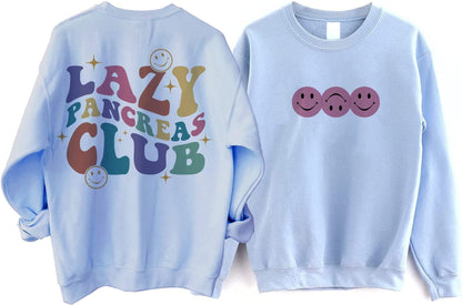 Groovy Lazy Pancreas Club Sweatshirt, Shirt For Diabetics And People With Diabetes, Gift for Diabetes, Type 1 Diabetes Shirt, Positive Gifts