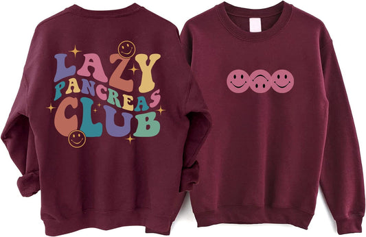 Groovy Lazy Pancreas Club Sweatshirt, Shirt For Diabetics And People With Diabetes, Gift for Diabetes, Type 1 Diabetes Shirt, Positive Gifts