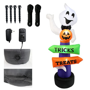 2.4m Big Halloween Inflatable Ghost Holding Pumpkin Street Signs Decoration Tricks or Treats Halloween