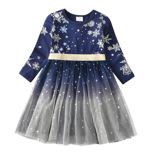 Baby Girls Dresses Flying Sleeve Winter Princess Dress For Girls Colorful Children Birthday Party Costumes Cartoon Dresses