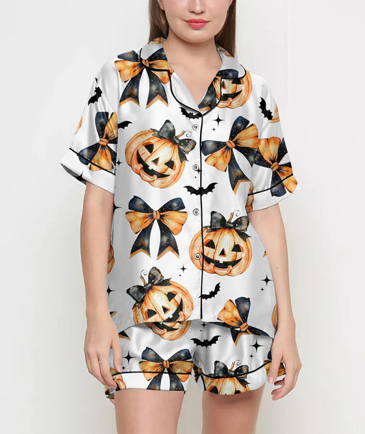 Halloween Gifts, Halloween Shirt, Pajamas Satin Set, Ghost Shirt, Cute Ghost Shirt Design, Pumkin Halloween Coquette, Spooky Season 431