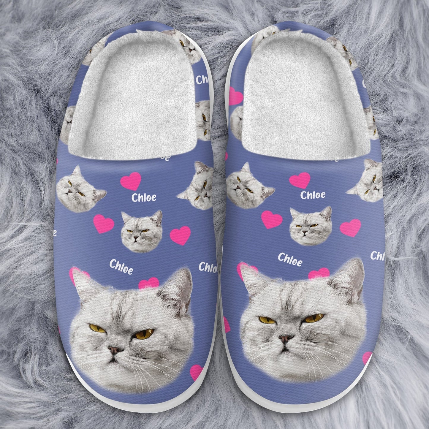 Custom Photo Cute Pattern - Gift For Pet Lovers - Personalized Fluffy Slippers