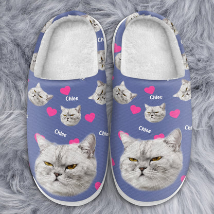 Custom Photo Cute Pattern - Gift For Pet Lovers - Personalized Fluffy Slippers