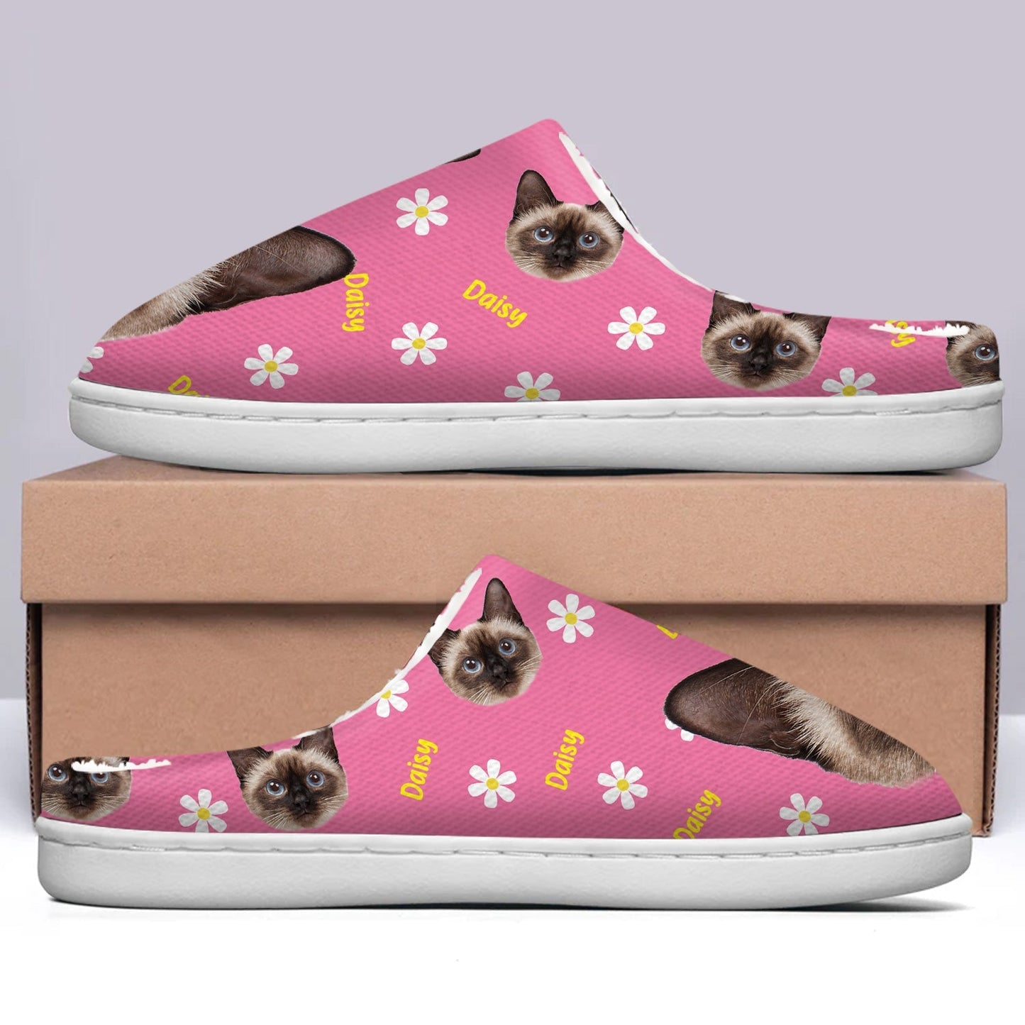 Custom Photo Cute Pattern - Gift For Pet Lovers - Personalized Fluffy Slippers