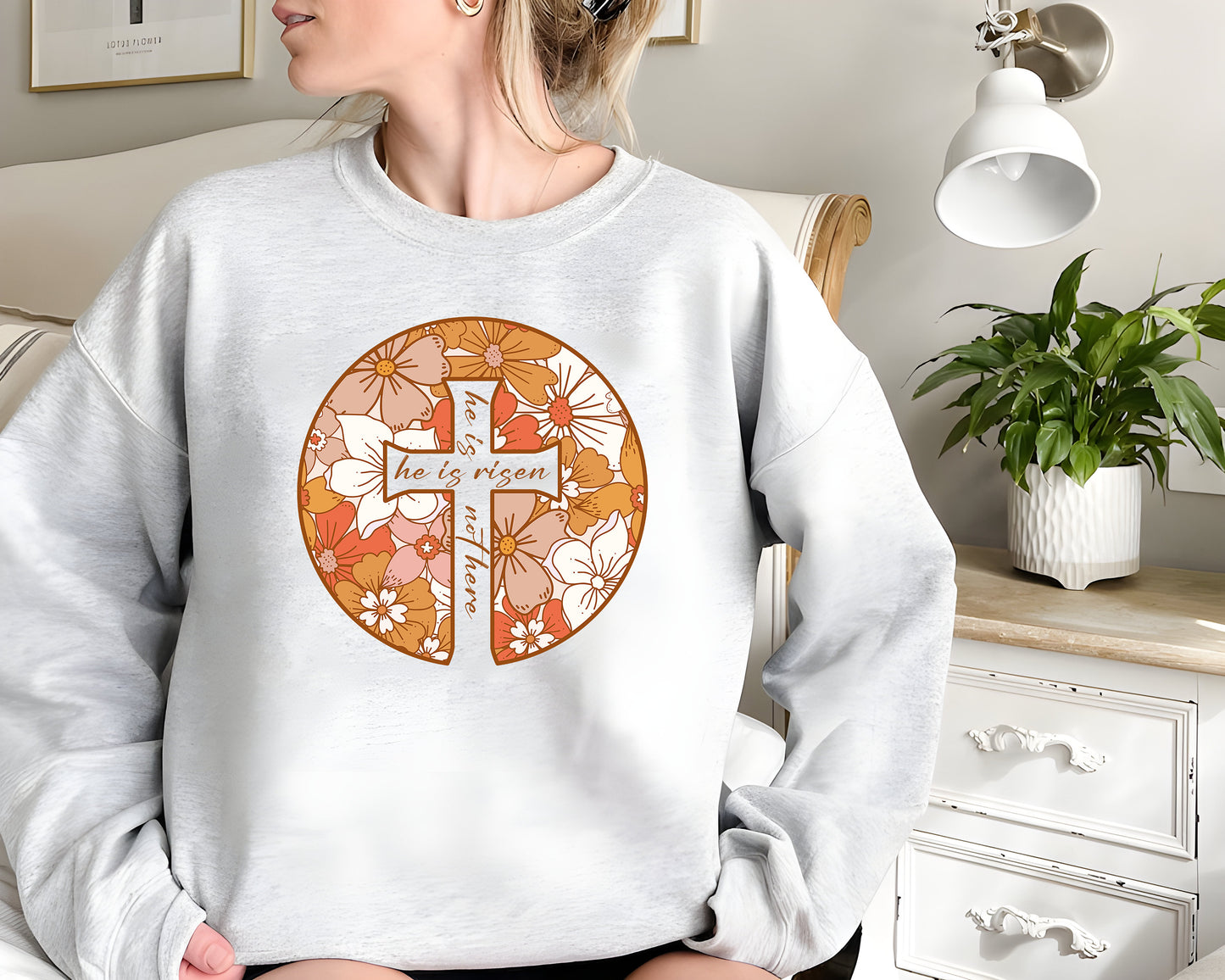 He is Risen Cross Sweatshirt, Faith Shirts, Easter Cross Shirt, Christian Easter Outfit, Christian Apparel, Gift for Christian, Risen Hoodie
