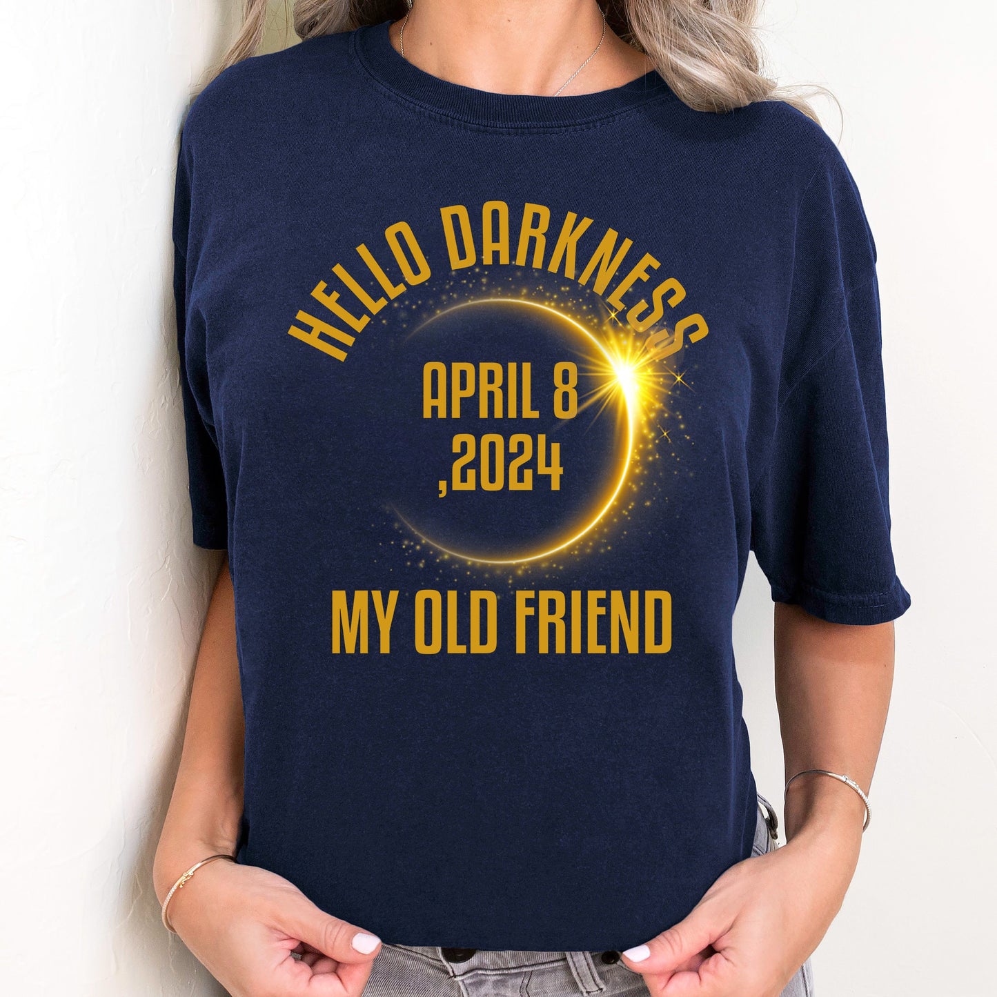 Hello Darkness Shirt, April 8th 2024 Shirt, Eclipse Event Shirt, Funny Eclipse Shirt, Joke Shirt, Total Solar Eclipse, Sarcastic Sweatshirt