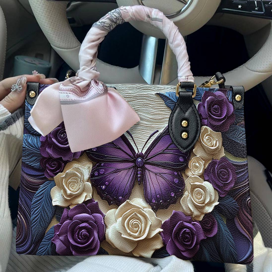 Butterfly Leather Bag Rose & Butterfly Elegance