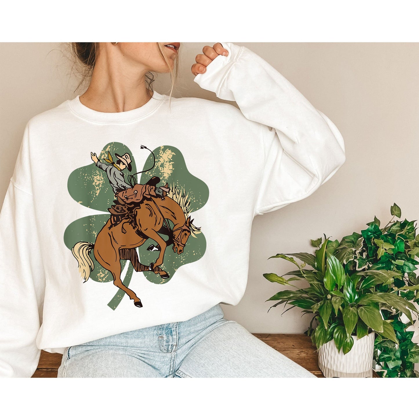 Geansaí Naomh Pádraig, Léine Buí Buí, Geansaí Bó Seamróg, Léine an Deiscirt, Sweatshirt an Iarthair, Bronntanas Coworker