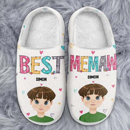 Flat Art Best Nana Ever - Gift For Mother, Grandma, Family - Personalized Fluffy Slippers