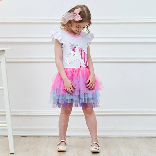 Baby Girls Dresses Summer Sleeveless Tulle Dress for Girls Kids Princess Party Costumes Cartoon Dresses for Children