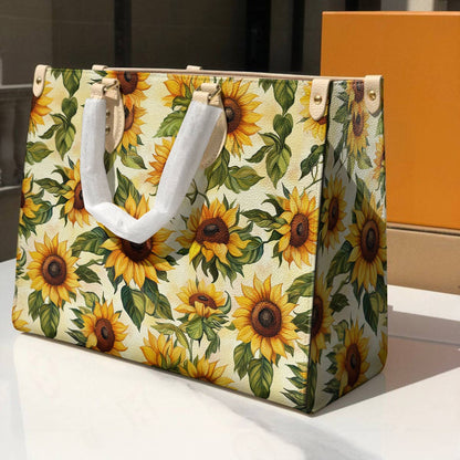 Leather Bag Happy Sunflowers