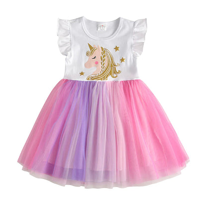 Gúnaí do Chailíní Babaí Samhraidh Gúna Tulle sleeveless do Chailíní Kids Banphrionsa éadaí Páirtí Gúnaí Cartúin do Leanaí