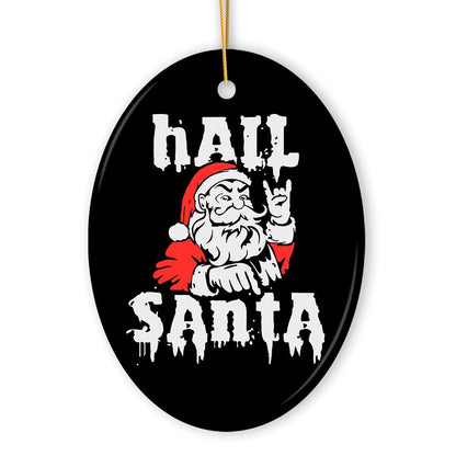 Hail Santa Heavy Metal Christmas Ornament, Emo Goth Rockstar.