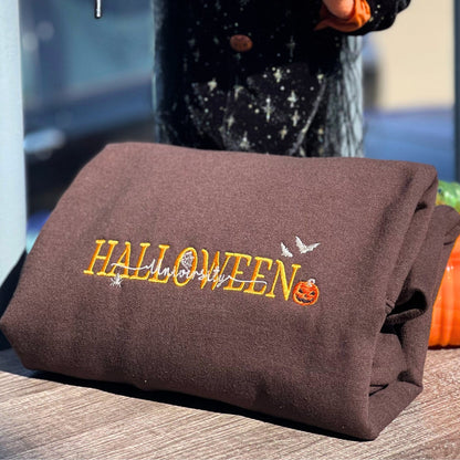 Halloween University Sweatshirt, Embroidered Halloween Hoodie with Pumkin