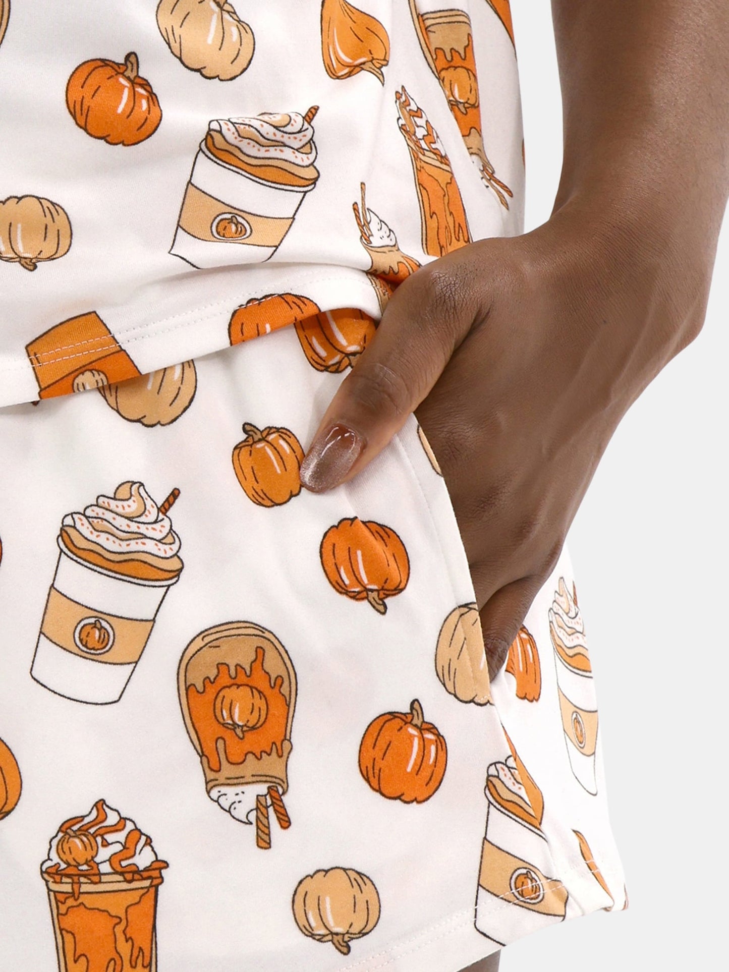 Halloween Women’s Printed Notched Top and Shorts Pumpkin Pajama Set from Way to Celebrate, 2-Piece