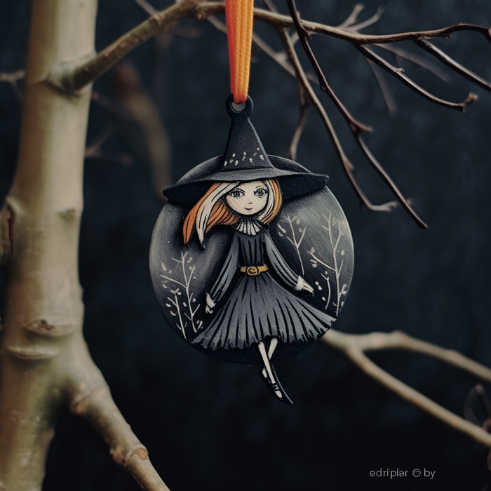 Halloween witch, stained Black style ornament, Halloween ornament, Halloween witch, Halloween gift, witch gift,, Halloween Gift
