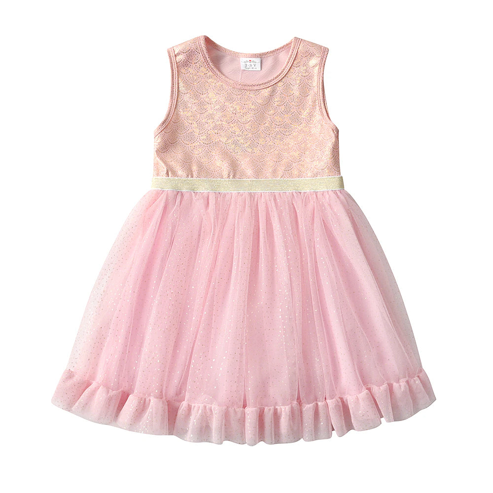 Princess Girls Dresses Sleeveless Summer Children Dress Elegant Toddler Kids Dress with Bow Girls Birthday Party Clothing