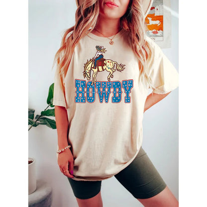 Howdy T Shirt, Western Graphic Tee, 4th of July Shirt, Oversized Graphic Tee, July 4th Western Shirts, Boho Western Shirt, Howdy America Tee