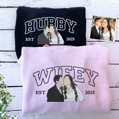Hubby and Wifey Sweatshirt or Hoodie, Personalized Embroidered Gift Ideas For Married Couples