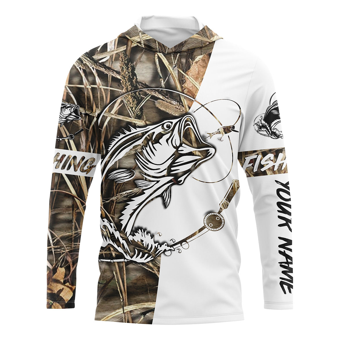 Beautiful bass fishing tattoo UV protection customize name long sleeves personalized gift