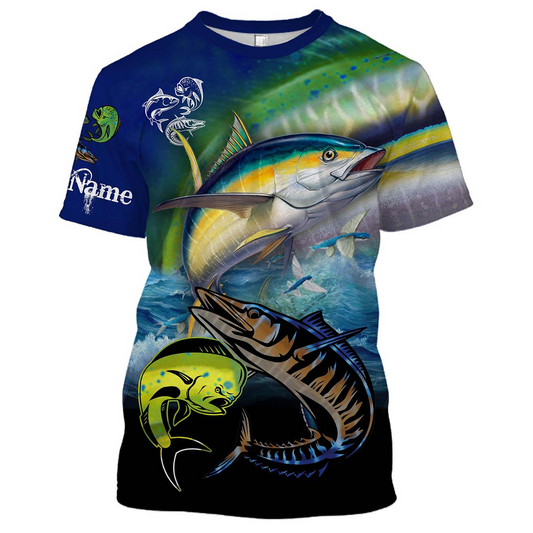Mahi-mahi, Wahoo, Tuna Customize Name All Over Printed Shirts For Men And Women Personalized Fishing Gift