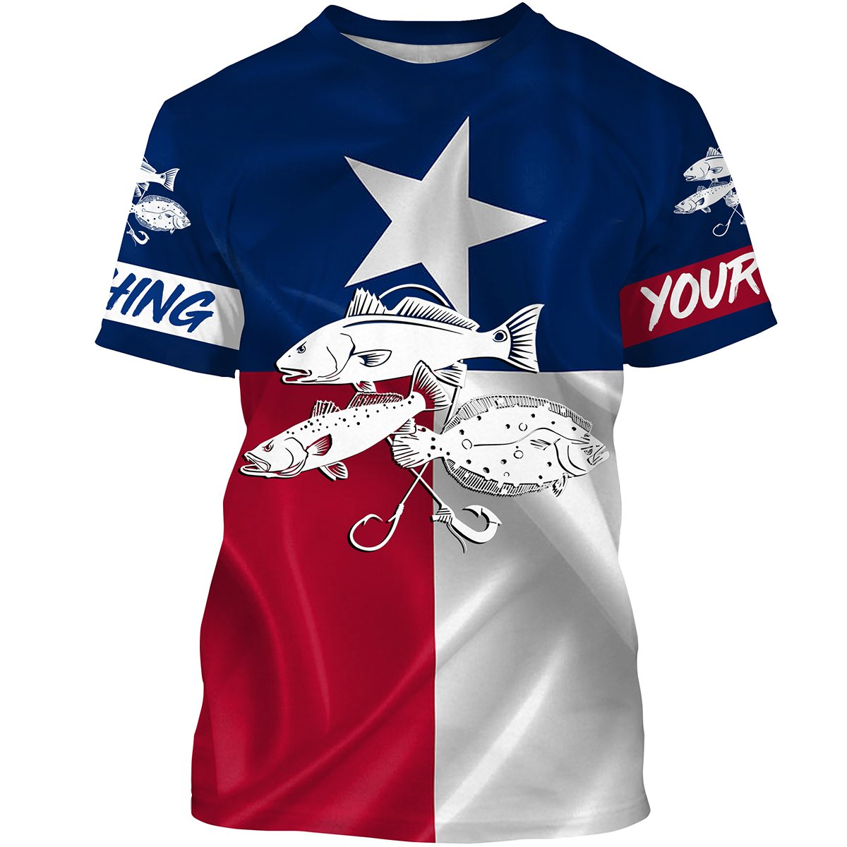 Redfish trout flounder Tattoo Texas Slam fishing Texas Flag 3D All Over print shirts saltwater personalized fishing apparel for Adult and kid