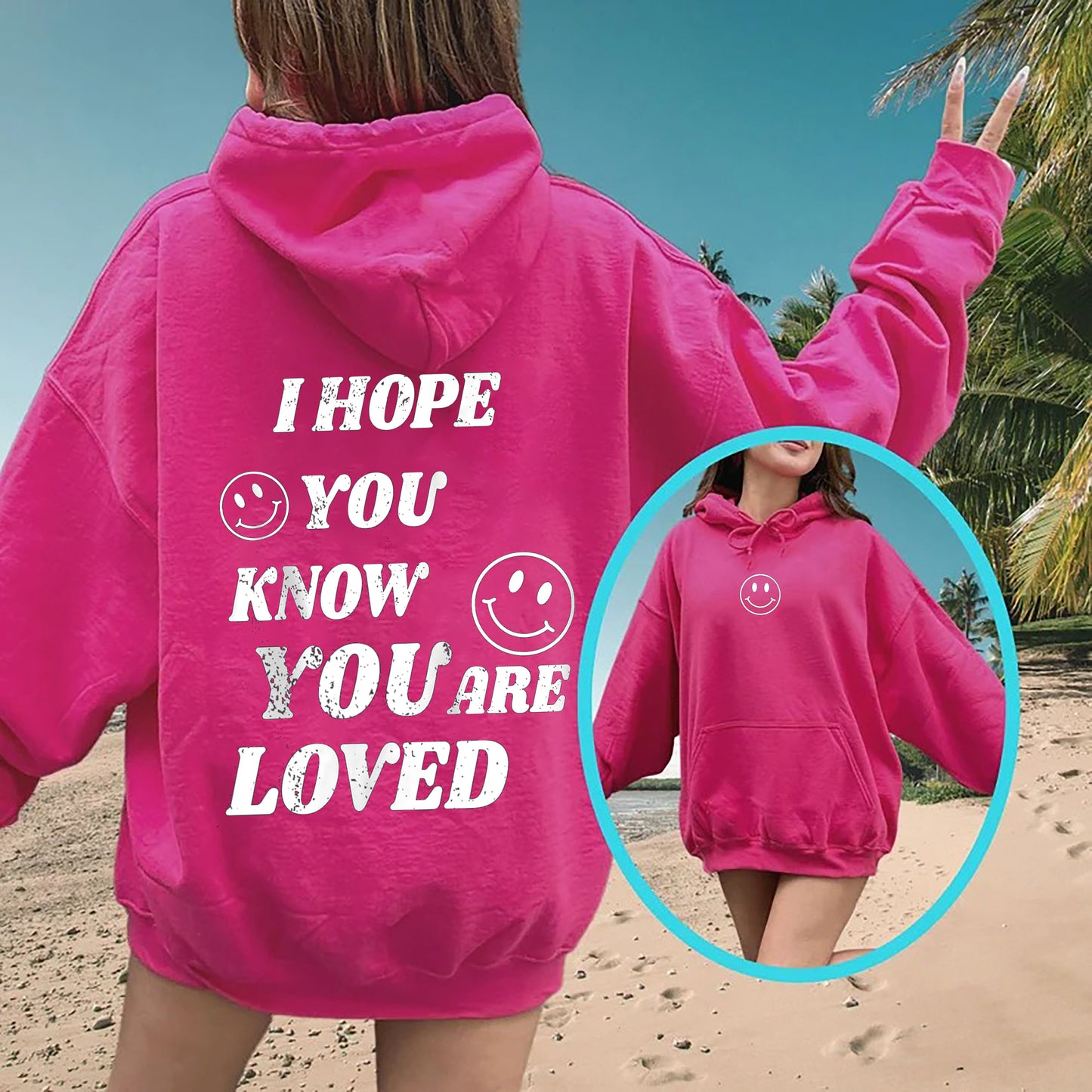 I Hope You Know How Loved You Are Smile Face Hoodie, Positive Affirmation Saying, Trendy Y2K Retro Aesthetic Crewneck, Crewneck Sweatshirt