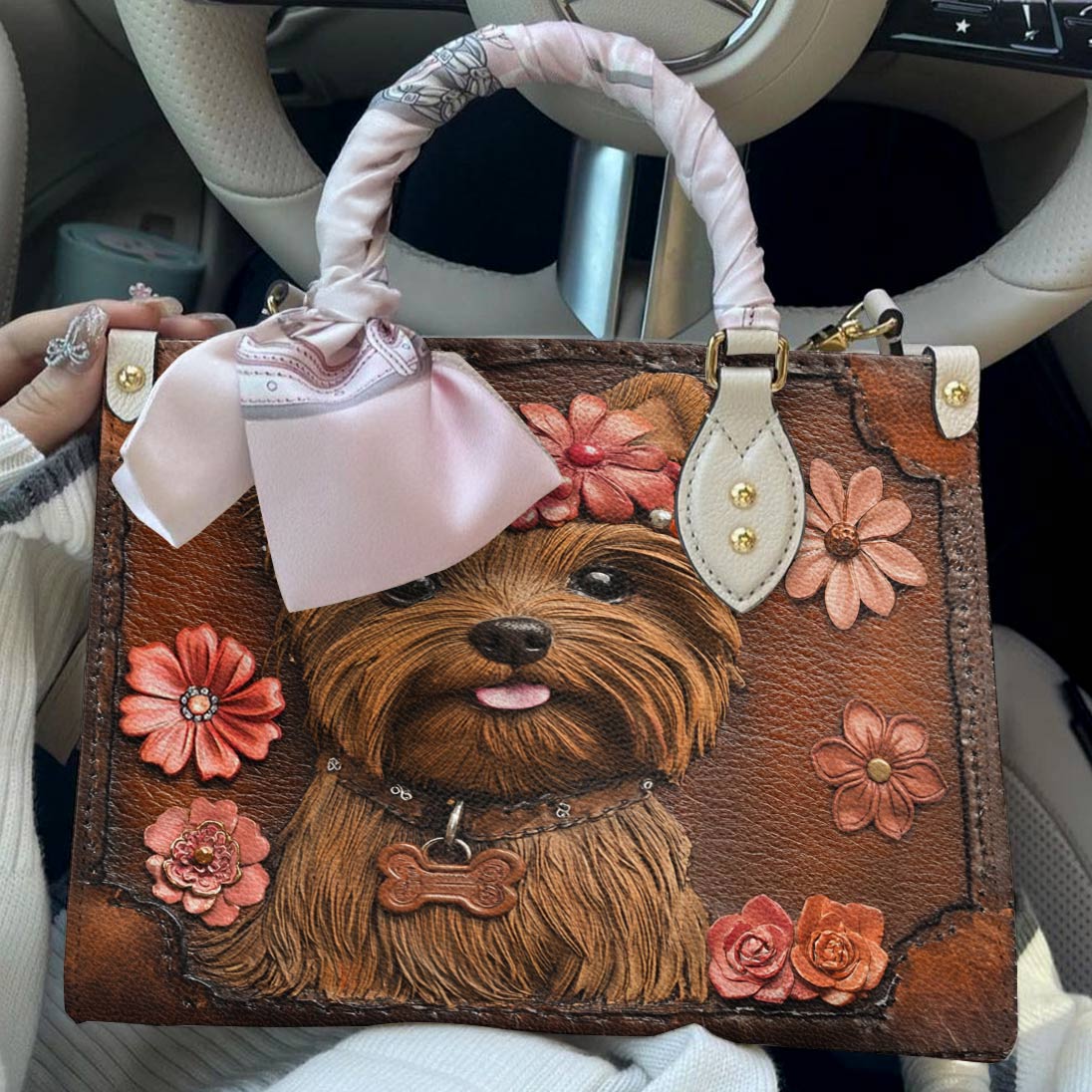 Leather Bag Wildflower Yorkie