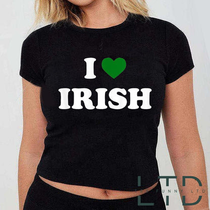 Is breá liom Tí Cropped Gaelach, Y2K St Paddy Cropped Tee,Tí Cropped Éireannach,Léine Unisex,Tí Feistithe na mBan Lá Fhéile Pádraig,Y2K Éadaí,Trendy Top