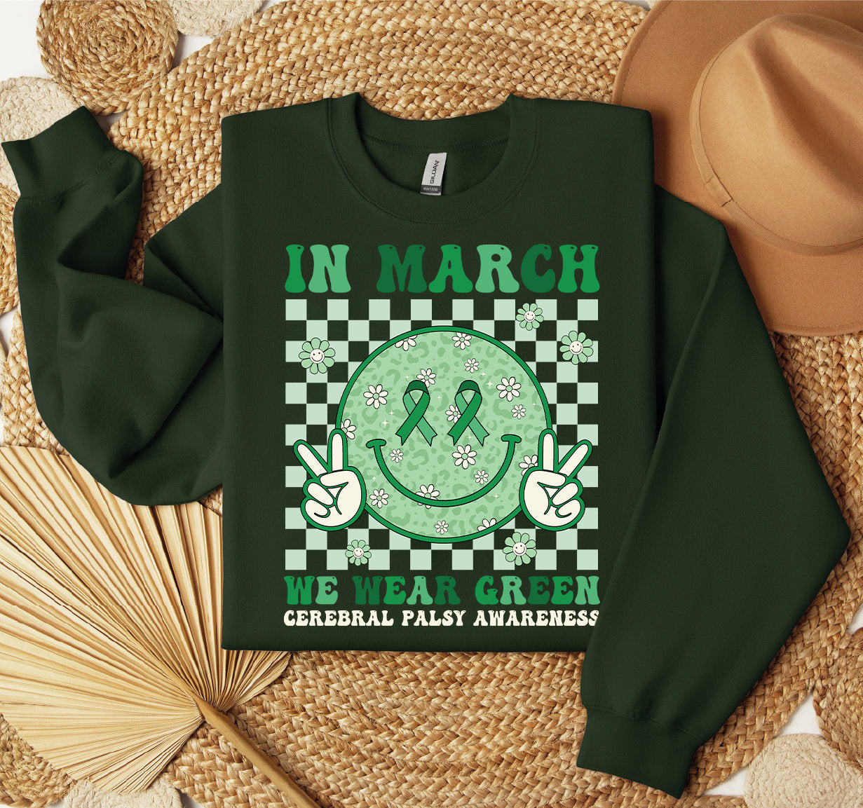 In March We Wear Green Cerebral Palsy Shirt, Cerebral Palsy Shirt, Cancer Awareness,Green Face Smile Shirt, Cerebral Palsy Awareness Shirt