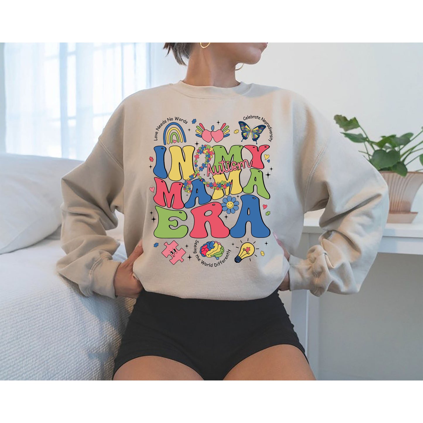 In My Autism Mama Era sweatshirt, Autism Mom shirt, Love needs no words, Be Kind, Autism Mama shirt,autism hands shirt, Autism Puzzle shirt