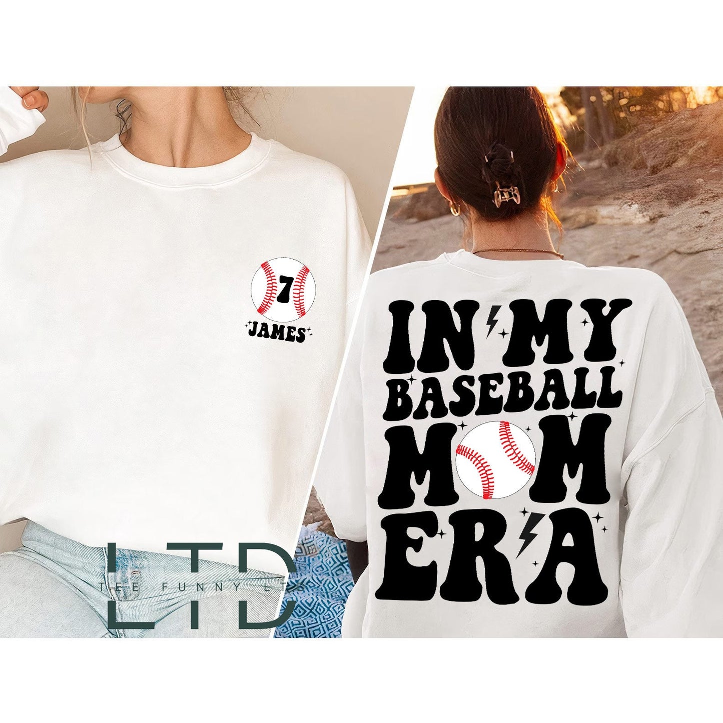 In My Baseball Mom Era Shirt, Sport Mom Shirt, Baseball Lover Shirt, Custom Baseball Mom Sweatshirt, Game Day Shirt, Baseball Mom Crewneck