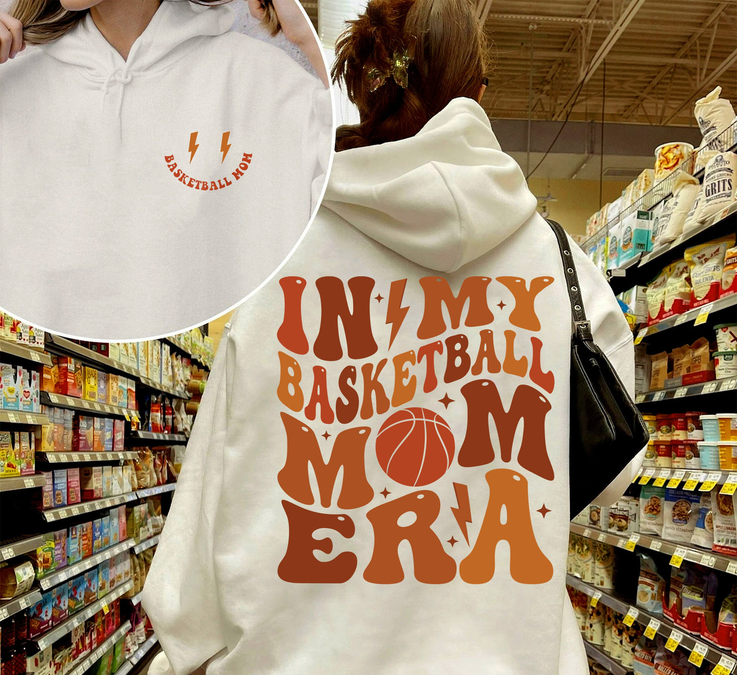 In My Basketball Mom Era Hoodie, Basketball Mom Shirt, Retro Basketball Season,Basketball Sweatshirt,High School Basketball Tee,Game Day Tee