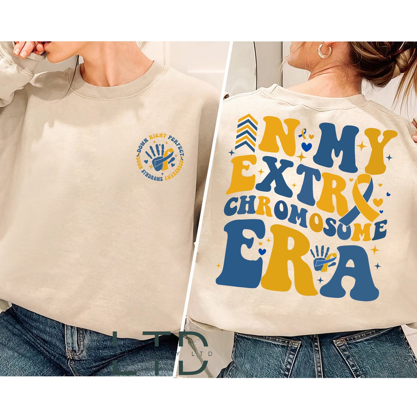 In My Extra Chromosome Era Shirt, 3 21 Down Syndrome Shirt,Blue Yellow Ribbon,Down Syndrome Awareness Sweatshirt,Down Warrior,Support Shirt