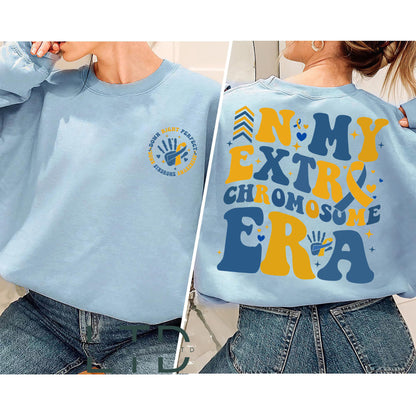 In My Extra Chromosome Era Shirt, 3 21 Down Syndrome Shirt,Blue Yellow Ribbon,Down Syndrome Awareness Sweatshirt,Down Warrior,Support Shirt