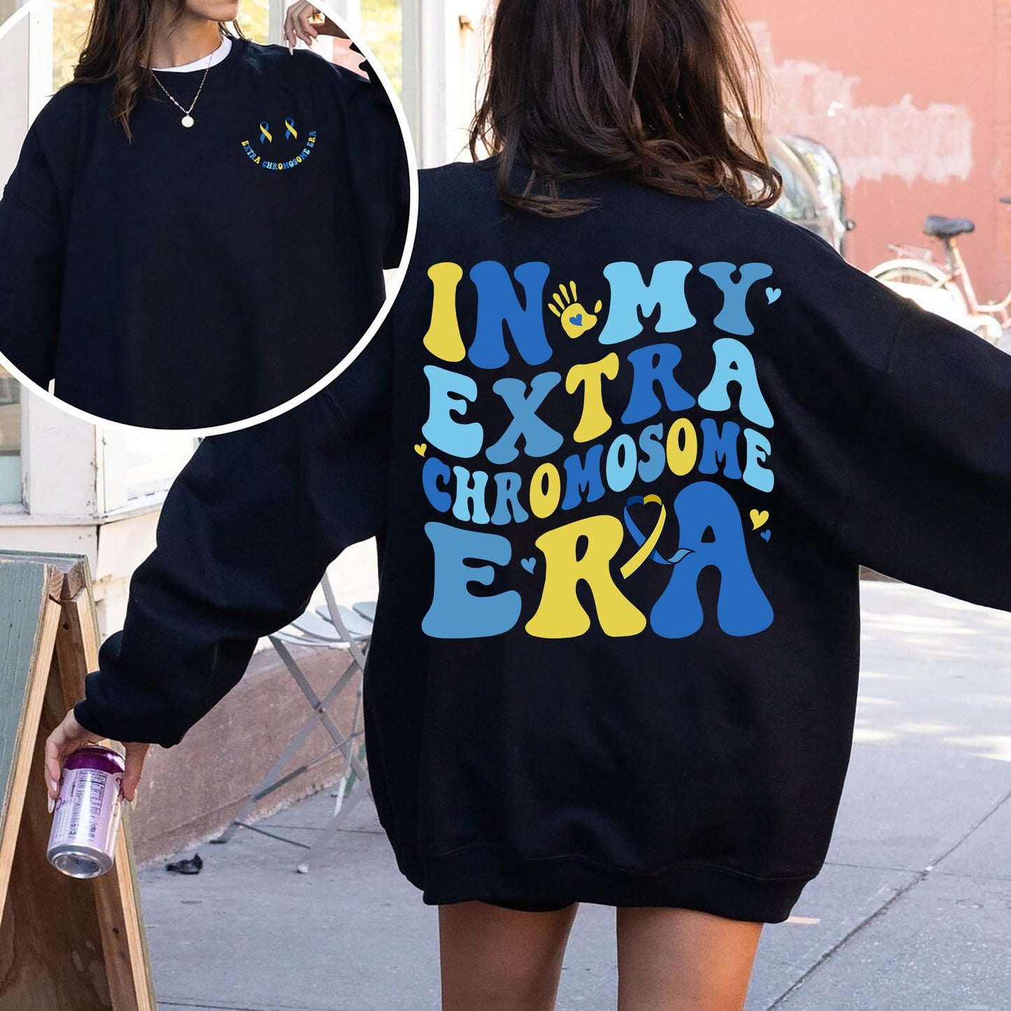 In My Extra Chromosome Era Shirt, Down Syndrome Awareness Sweatshirt, 3 21 Down Syndrome Shirt, Blue Yellow Ribbon, Down Warrior gift