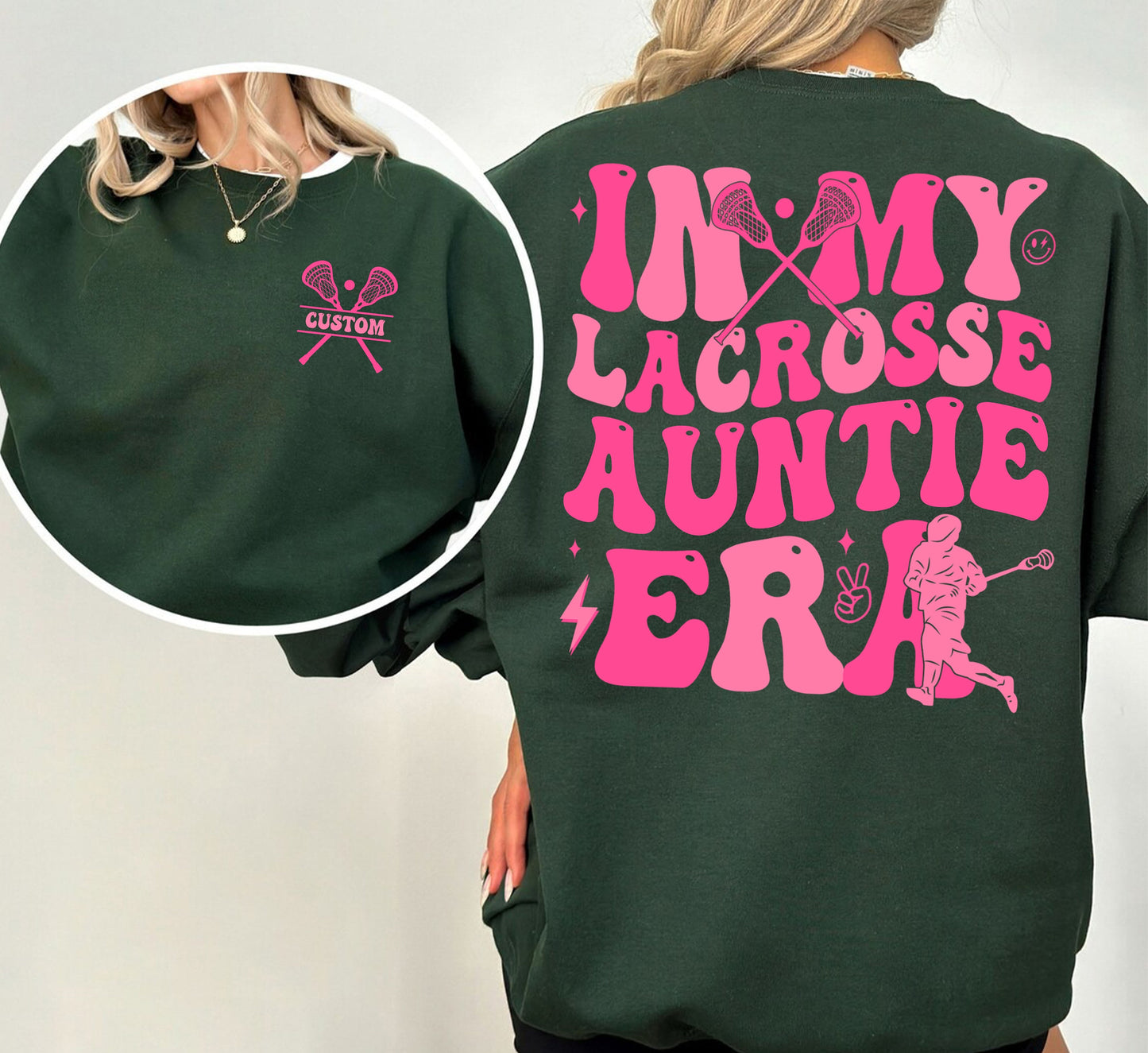 In My Lacrosse Auntie Era Sweatshirt, Lacrosse Auntie Shirt, Retro Game Day Shirt, Lacrosse Auntie Gift, Team Sister Gift,LAX Auntie Sweater