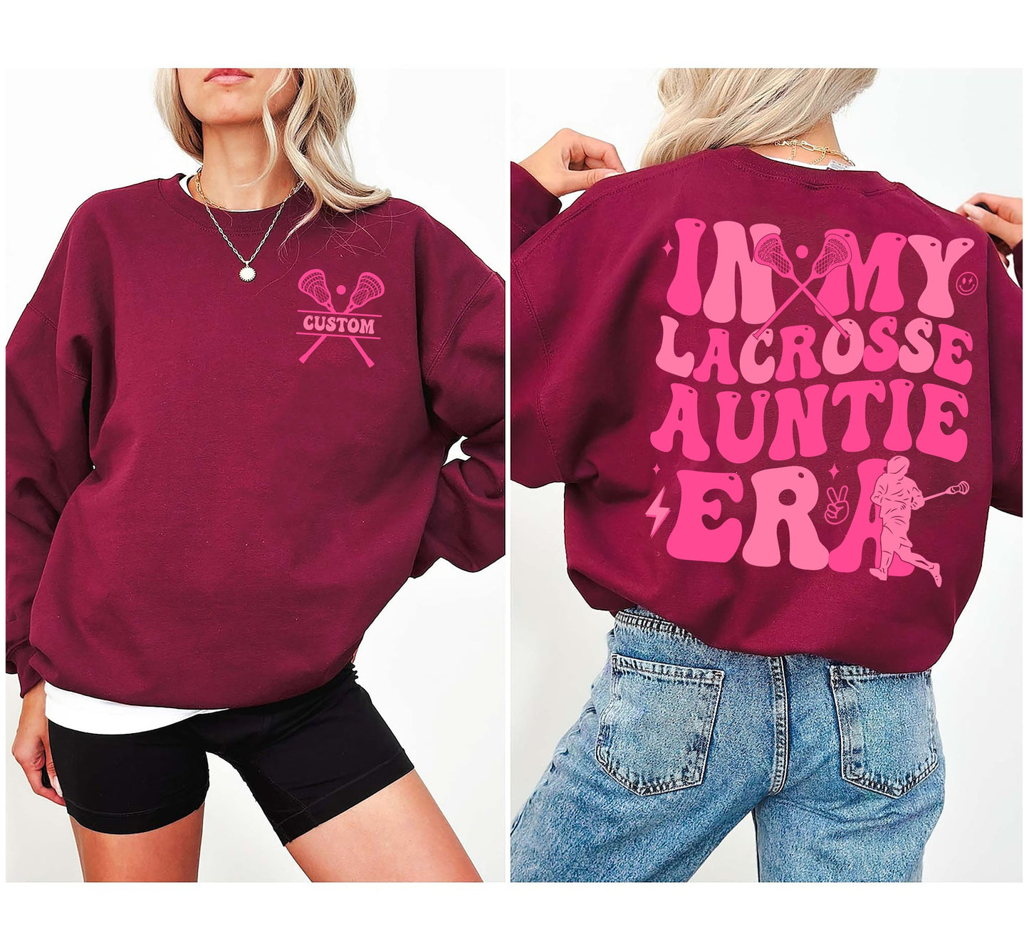 In My Lacrosse Auntie Era Sweatshirt, Lacrosse Auntie Shirt, Retro Game Day Shirt, Lacrosse Auntie Gift, Team Sister Gift,LAX Auntie Sweater