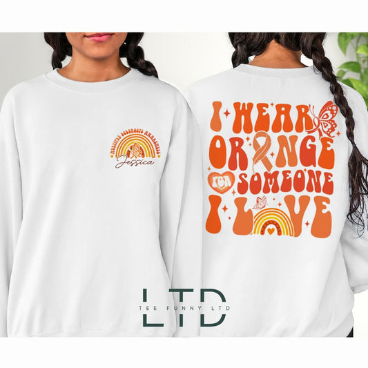 Caithim Oráiste le haghaidh Scléaróis Iolrach, Léine Feasachta Pearsantaithe Ilscléaróise, Geansaí MS Warrior, Léine Bronntanais Tacaíochta MS