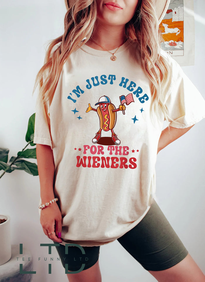 I'm Just Here For The Wieners 4Th Of July Shirt, Independence Day Tee shirt, Funny Retro 4th of July Shirt, Funny Hot Dot Shirt